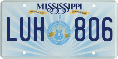 MS license plate LUH806