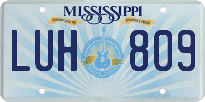 MS license plate LUH809
