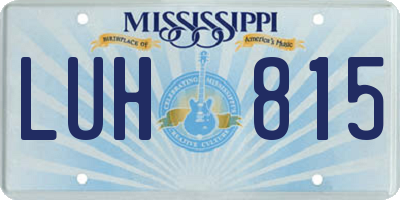 MS license plate LUH815