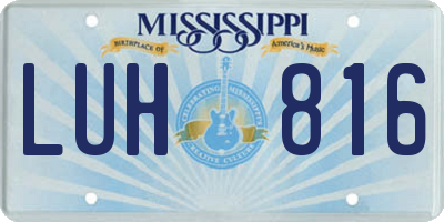 MS license plate LUH816