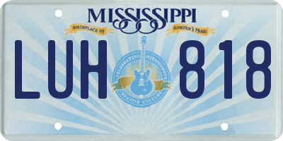 MS license plate LUH818