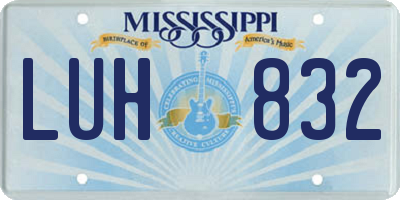 MS license plate LUH832