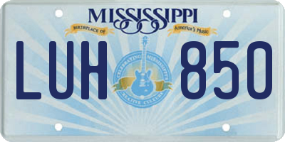 MS license plate LUH850