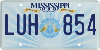 MS license plate LUH854