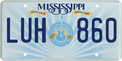 MS license plate LUH860
