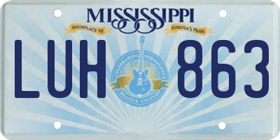 MS license plate LUH863