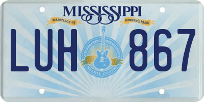 MS license plate LUH867