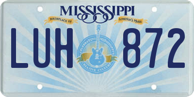 MS license plate LUH872