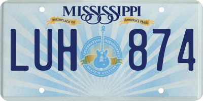 MS license plate LUH874