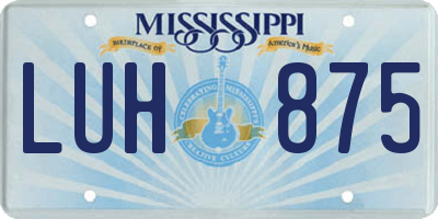 MS license plate LUH875