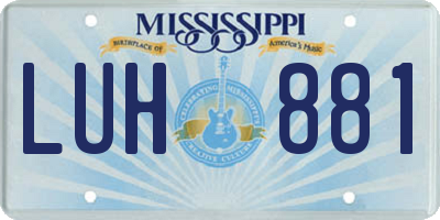 MS license plate LUH881