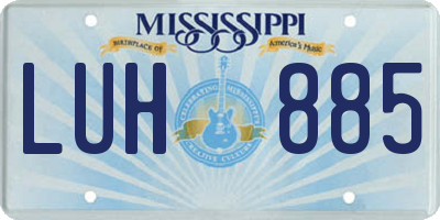 MS license plate LUH885