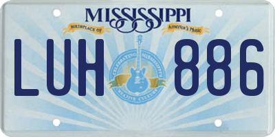 MS license plate LUH886