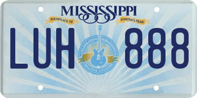 MS license plate LUH888