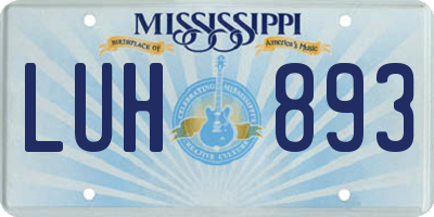 MS license plate LUH893