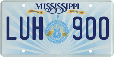 MS license plate LUH900