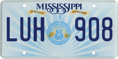 MS license plate LUH908