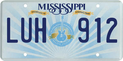 MS license plate LUH912