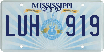MS license plate LUH919