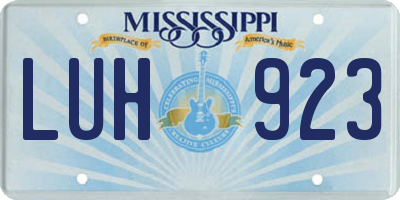 MS license plate LUH923