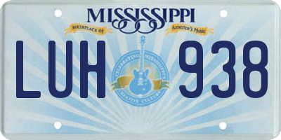 MS license plate LUH938
