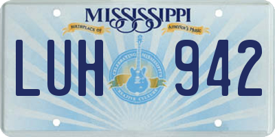 MS license plate LUH942