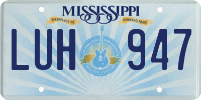 MS license plate LUH947