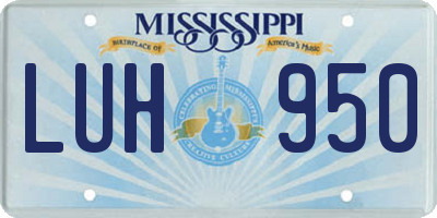 MS license plate LUH950