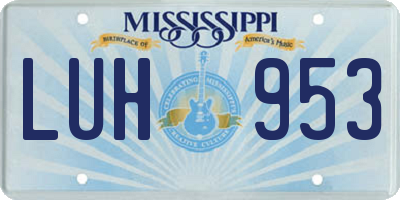 MS license plate LUH953