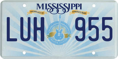 MS license plate LUH955