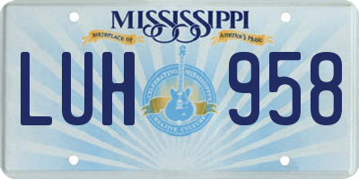 MS license plate LUH958