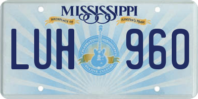 MS license plate LUH960