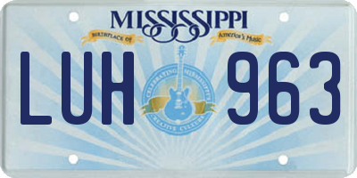MS license plate LUH963