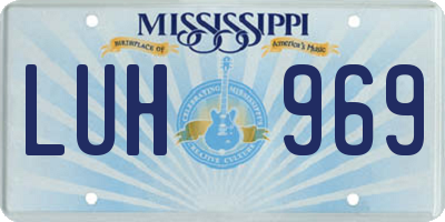 MS license plate LUH969