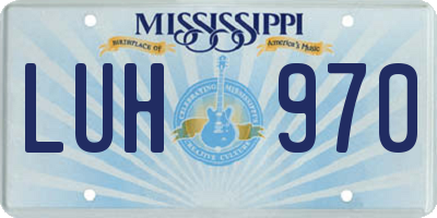 MS license plate LUH970