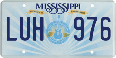 MS license plate LUH976