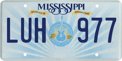 MS license plate LUH977