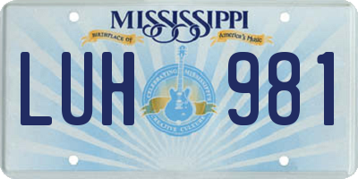 MS license plate LUH981