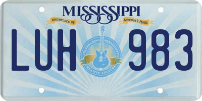 MS license plate LUH983