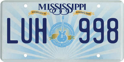 MS license plate LUH998