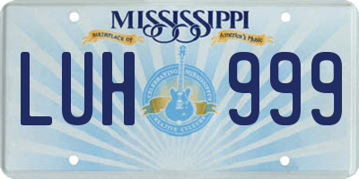 MS license plate LUH999
