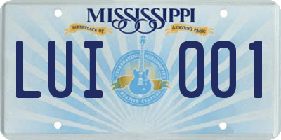 MS license plate LUI001