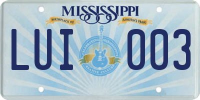 MS license plate LUI003