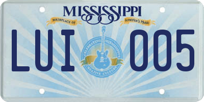 MS license plate LUI005