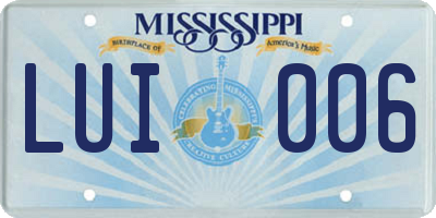 MS license plate LUI006