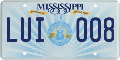 MS license plate LUI008