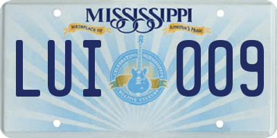 MS license plate LUI009