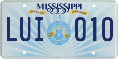 MS license plate LUI010