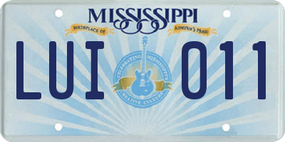 MS license plate LUI011