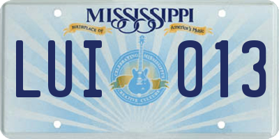 MS license plate LUI013
